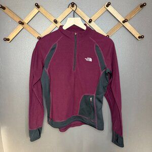 The North Face Womens Quarter-Zip Fleece Pullover Burgundy/Black M